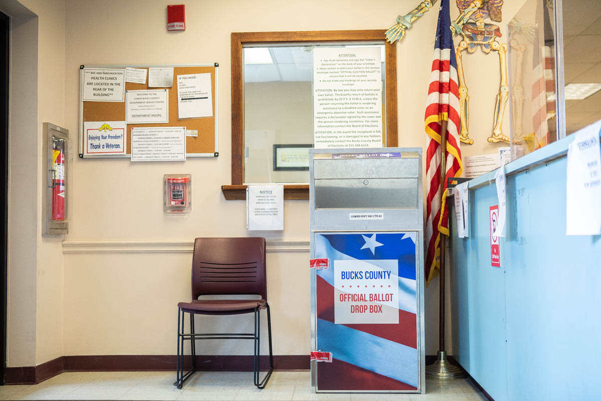 Ballot Drop Box inside the Bucks Countb Board of Elecvtions Office in Levittown PA