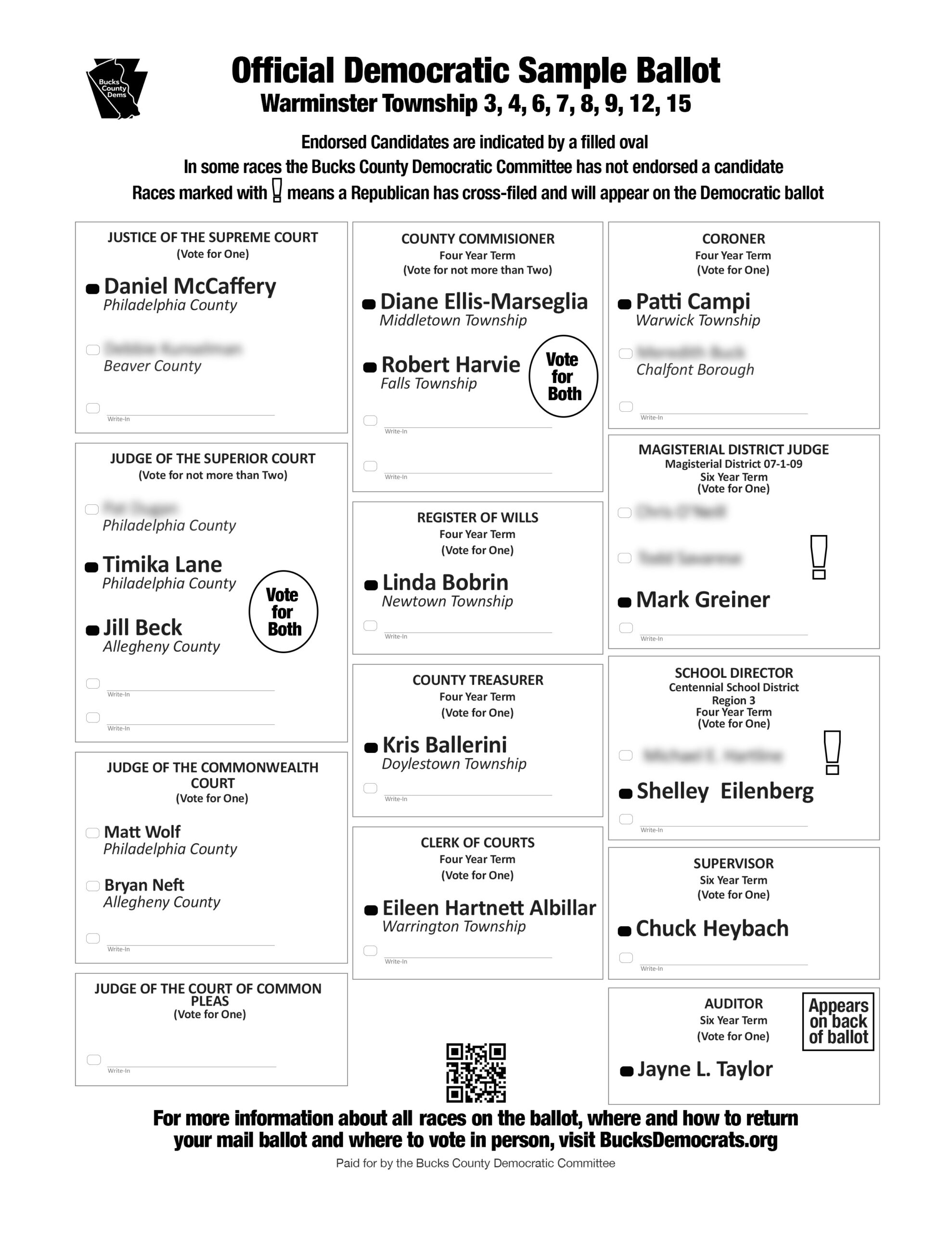 Sample Ballots Bucks County Democratic Committee